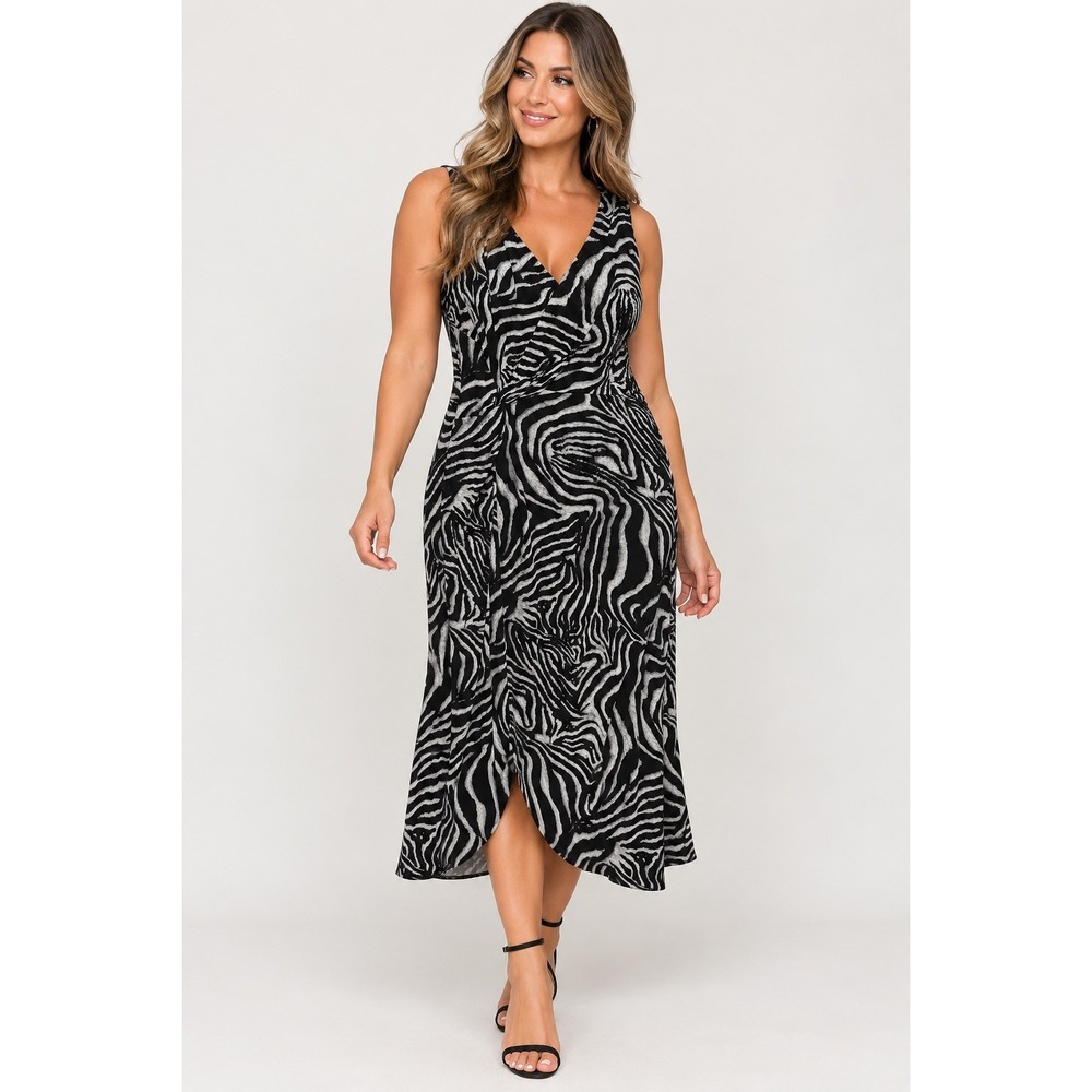 Jones New York Women's Size Small Sleeveless Zebra Animal Print V-Neck Dress